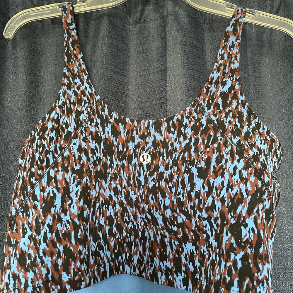 lululemon athletica Blue Brown Sleeveless Crop Tank Top